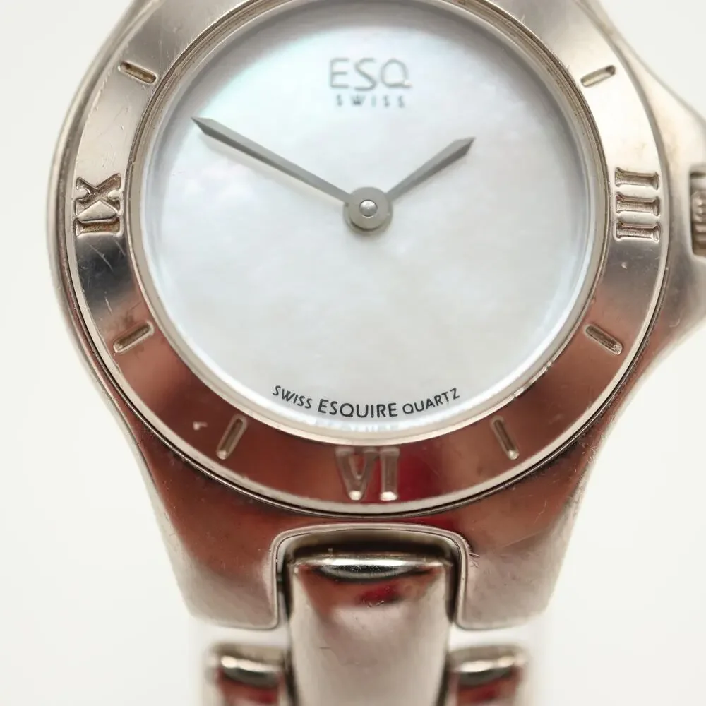 ESQ Swiss Silver Tone 25mm MOP Womens Watch Stainless Steel w New Battery